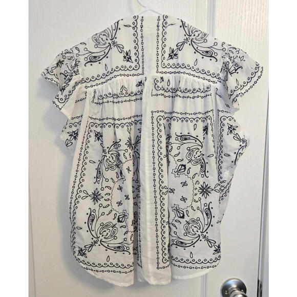 MADEWELL Embroidered Poplin Shirred Button-Up Shirt Size XS NWT MSRP $148 - Picture 6 of 9